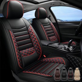 ITEYAO Leather Car Seat Cover for Subaru Outback 2007-2023 2024 2025, 5 Seats Premium Waterproof Breathable Car Seat Covers,Airbag Compatible Auto Seat Cover Protectors(Black&red,Full Set)