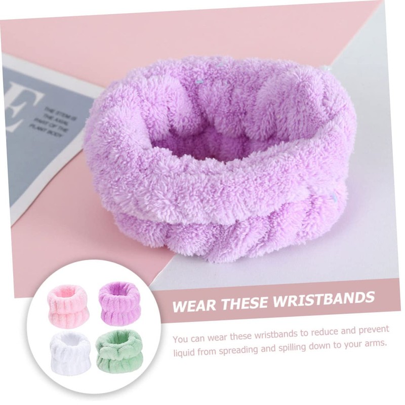 MAGICLULU 4pairs Plush Spa Wash Bands Wrist Towels for Face
