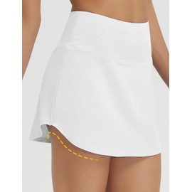 BALEAF Womens Tennis Skirt Skorts for Woman High Waisted Golf with Shorts Pockets Athletic Running White XL