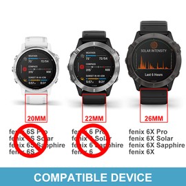 Sport Mesh Strap Compatible with Garmin fenix 6X Pro/Sapphire/Solar Premium Multisport GPS Watch Band Woven Nylon Replacement Wristband 26 mm - (07#) Small