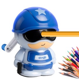 3-Level Adjustable Pencil Sharpener, Manual Sharpener, Desktop Pencil Sharpener, with Grippy Rotary Wheel and Pen Shavings Container, Perfect for Office, Classroom, Home