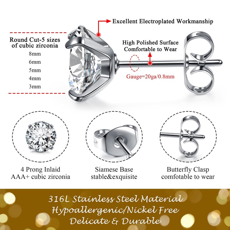 JOVIVI 24pc Silver Stud Earrings Gifts for Women Girls,3mm Small