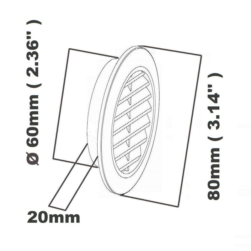 Cotarba Satin 60 mm 2.36" Circle Air Vent Grille Round