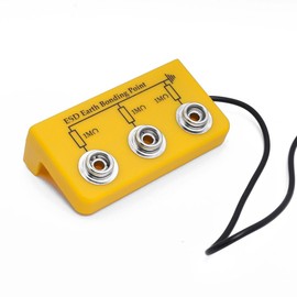 Bernstein ESD Grounding Block, Earth Box with Cable and 3 x 1 MOhm Connection, for Table Screw, Length 70 mm, Width 35 mm, Cable Length 2.9 m, Eyelet at End Diameter 5 mm Inside