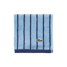 Lacoste Centre Mark Cotton Jacquard Stripe Wash Cloth, Blue, 13"x13"
