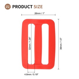 SUIKIHUM 16 Pack Plastic Slide Buckle, 2 Inch Tri-Glide Slider, Tri-Ring Adjusters Webbing Slider for Backpack Strap Dog Collar, Red