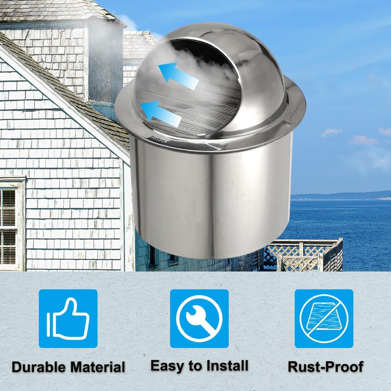 PATIKIL 3" Round Soffit Air Vents, 304 Stainless Steel Louver