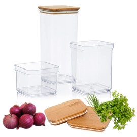 Lashuma Flour Storage Containers, Airtight, Coffee Tins Set, Transparent, Set of 3 Kitchen Canisters, Plastic