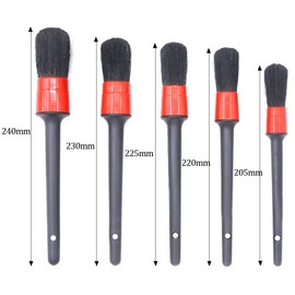 Swpeet 5 Pcs Premium Natural Boar Hair Detail Brush Set, Automotive Detailing Brushes for Cleaning Wheels/Engine/Interior/Emblems/Interior/Exterior/Air Vents