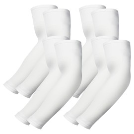 LIN PERFORMANCE Arm Sleeves for Men Women 4 Pairs UV Sun Protection Cooling Sleeves Sports (S-M,White)