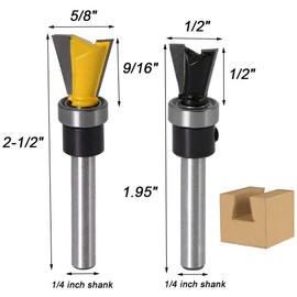 Eyech 2pc Dovetail Router Bit Set 1/4 Inch Shank Dovetail Joint Router Bit with Bearing |1/2 and 5/8 Inch Cutting Diameter