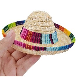 YMULAS 6 Pack Mini Mexican Hat, 6-Inch Woven Straw Mini Sombrero Hats for Party Decorations Child Animal Dogs Cats Brown
