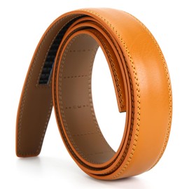Nelbons Correa de cinturón de carraca para hombre, solo 35 mm, 1 3/8 pulgadas, se ajusta a hebilla de 40 mm, cinturón de repuesto sin hebilla, D-amarillo-3, 130CM/UP TO Waist:44"