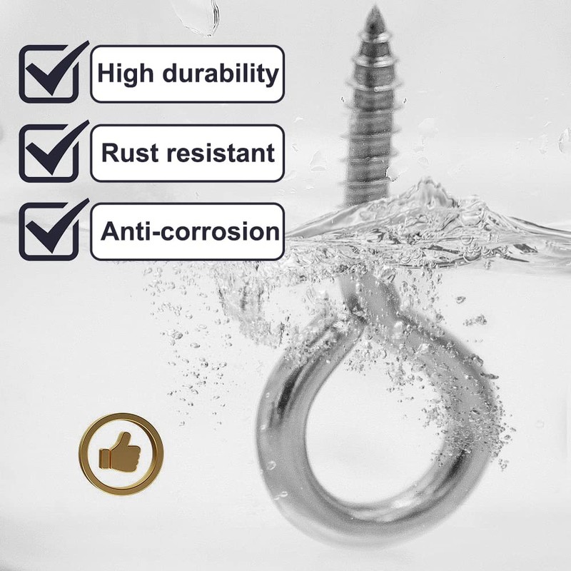ACCZIO 8 Pack 304 Stainless Steel Eye Screws,2.5 Inch M6