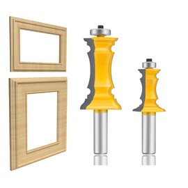 LEATBUY 2 PCS Router Bit Set, 1/2-Inch Shank Woodworking Wood Molding Cutter, Tongue Groove Mitered Panel Cabinet Door Rail and Stile Router Bits(CM7)