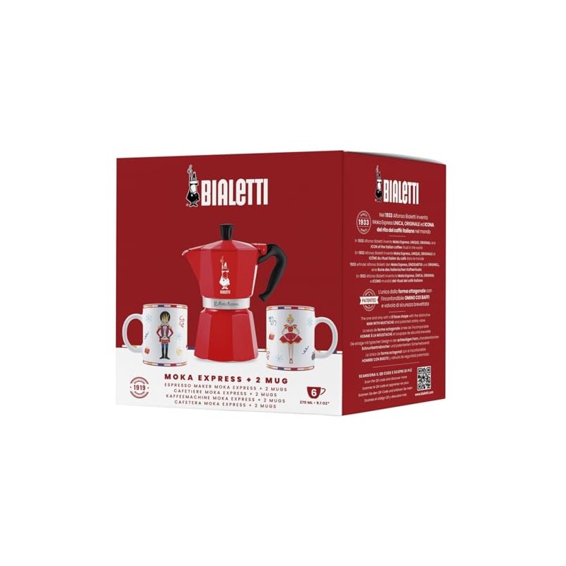 Bialetti Nutcracker Limited Edition Set, Moka Express 6-Cup Coffee Maker
