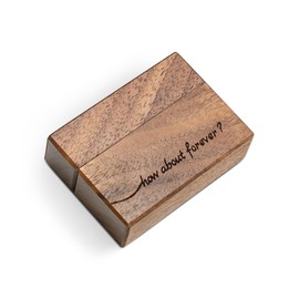 Wislist Wooden Engagement Ring Box Small Slim Flat Ring Case for Proposal,Wedding (How about forever)