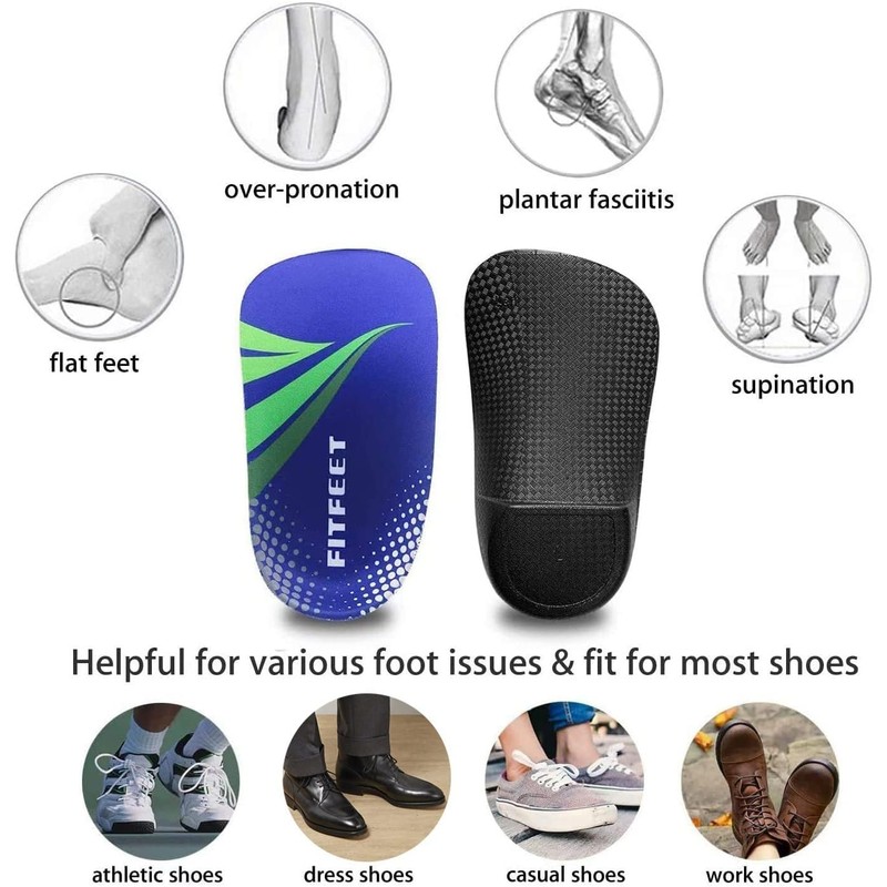 FitFeet High Arch Support Insoles，3/4 Length Orthotic Foot Inserts