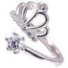 BESPORTBLE Adjustable Copper Crown Ring with Rhinestones Elegant Open Ring