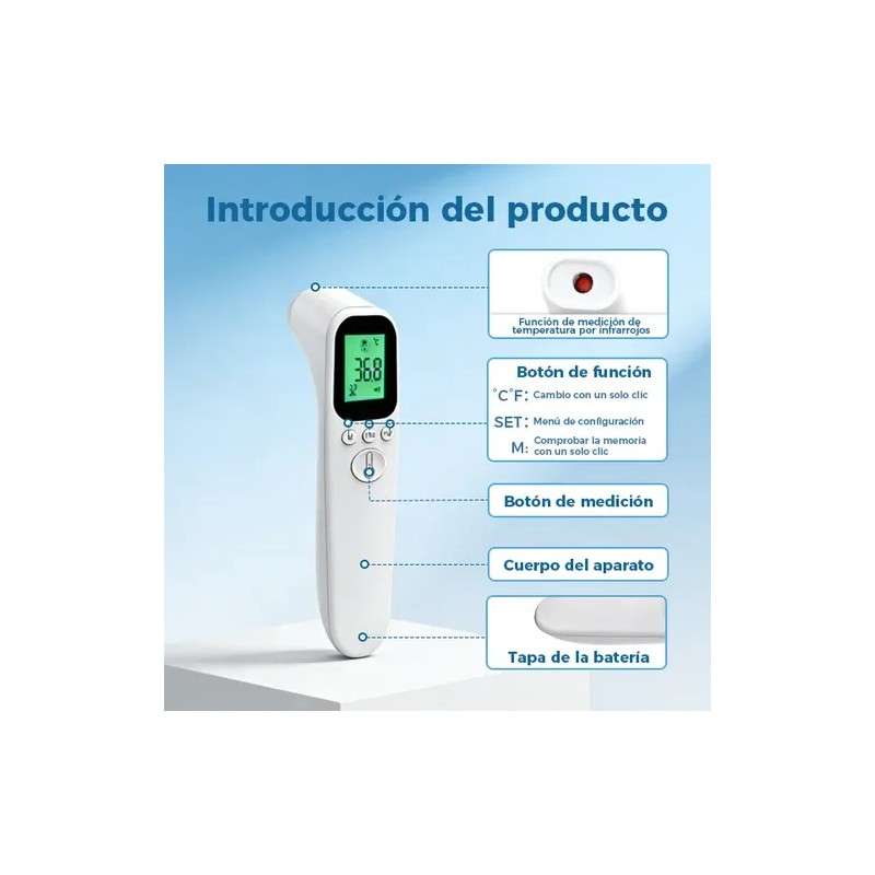 Termómetro Digital Infrarrojo Con Pantalla Led (blanco)