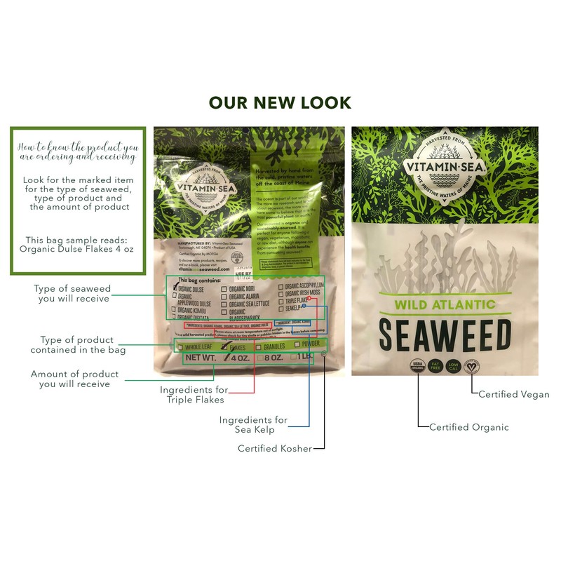 VITAMINSEA Finger Kelp Whole Leaf - 8 OZ - Vegan