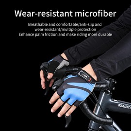 SUJAYU Fingerless Cycling Gloves for Men Women Bike Gloves for Men Cycling Bicycle Accessories, Guantes para Bicicleta Hombre Guantes Ciclismo Hombre (Black, Large)