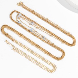 Atentuyi Gold Layered Belly Waist Chain Set Bikini Beach Natural Stone Gravel Waist Chain Bohemian Body Jewellery for Women and Girls 2 Pieces