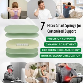 CORAILO Neck Support Cervical Pillow, Original Spring Peanut Pillow with Built-in Smart Springs, Cross Cut Memory Foam Pillow, Medium Firm Queen Size Sleeping Pillow, 26 * 14.5 * 3.9 in (Green)