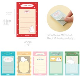 Monolike Story Town Sticky it - Set of 6 Sticky Notes, 50 Sheets of Different Design, Set of 6
