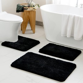 Sentidos Bath Mat 50 x 50 cm Bath Mat Bathroom Rug Water Absorbent Bath Mat Soft Bathroom Mat for Toilet Shower Bath Mats Black