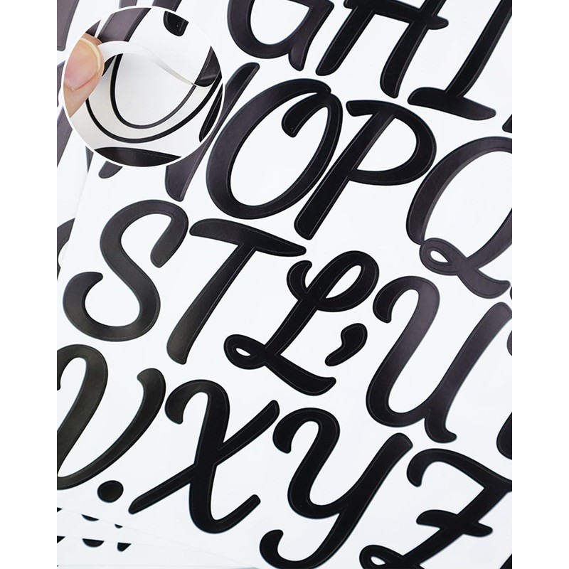Stick On Alphabet Number Stickers 2 Inch, 4 Sheets Vinyl