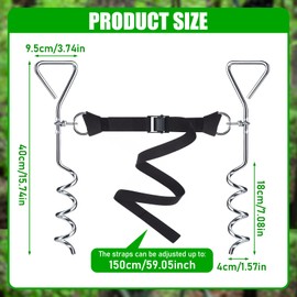 TOBWOLF 2 Set Basketball Goal Anchor Tie Down Kit, High Wind Basketball Hoop Anchor with 4 Anchors & 2 Adjustable Straps, Heavy Duty Ground Stakes for Secure & Durable Court Setup, Trampoline Anchors