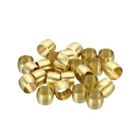 YOKIVE 25 Pcs Brass Ferrule Fittings, Compression Sleeves Ferrule Ring Assortment Kits, Great for Air Water Tubes (Brass Tone, 6mm Hole ID)