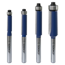 XDENGP 4Pcs Flush Trim Router Bits Set 1/4 Inch Shank, Bottom Bearing Flush Cut Trim Router Bit for Woodworking, Cutting Diameter: 1/4", 5/16", 3/8", 1/2"