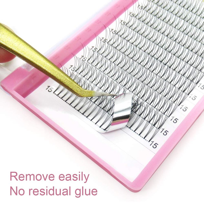 Fan Eyelash Extensions, 3D-C-0.07-9, Short, Ready-Made Volume Eyelashes, 0.07 C