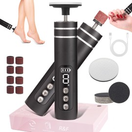 ADVEZO Electric Callus Remover for Feet with Nano Glass Grinding Heads Reusable 2-in-1 Portable Foot File with Adjustable Speed Professional Pedicure Tool for Dead Skin & Cracked Heels (Black)