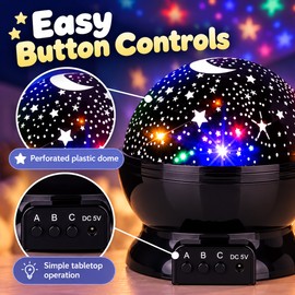 Rotating Starry Sky Night Light Projector, Moon and Star Ceiling Projection Lamp, Multicolor LED Bedroom Decor for Kids' Rooms and Nurseries