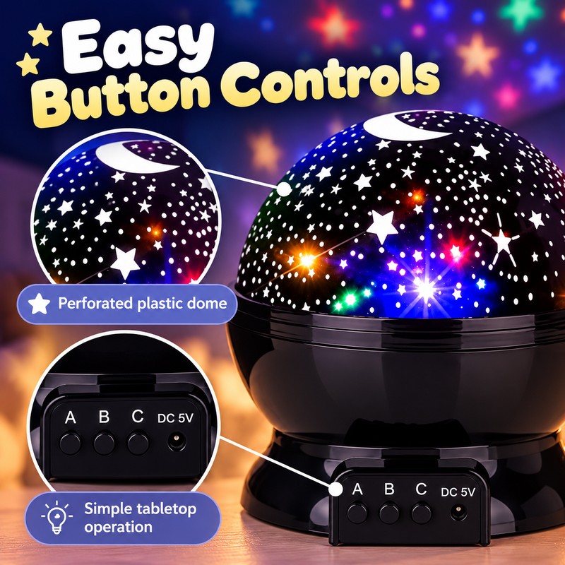 Rotating Starry Sky Night Light Projector, Moon and Star Ceiling