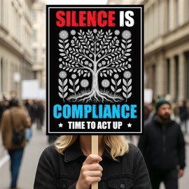 Silence is Compliance Resist Protest Sign, Anti-Trump, Political Activist Rally Sign, Resist Racism, Resist Fascism Protest Poster