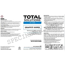 Total Solutions Graffiti Remover Wipes (40 ct. | 9-1/2 x 12 Sheets) | Also Highly Effective Against Paint, Enamel, Ink, and Permanent Marker.