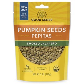 Good Sense Jalapeno Smokehouse Pepitas (Pumpkin Seeds), Spicy & Savory Snack, 5 oz Resealable Bag – Non-GMO, Plant Protein, Kosher