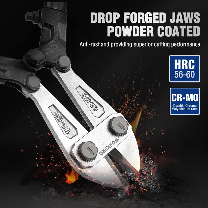 WORKPRO 18" Bolt Cutter, Chrome Molybdenum Steel Blade, Heavy Duty