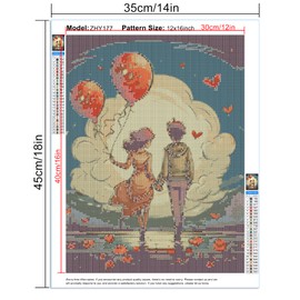 LCOZX Diamond Art Painting, DIY Diamond Art Painting Kits for Adults, Art Love Paint by Numbers for Adults, Home Leisure, Wall Decoration, Round Diamonds, Pattern Measures 12x16 inch, No.2