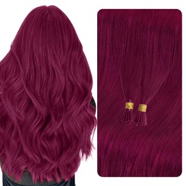 YoungSee I Tip Hair Extensions Human Hair Magenta 25g I Tip Extensions Red Human Hair Itip Extensions Color for Party 20In Magenta Hair Extensions I Tip Invisible 25s Tip Hair Extensions Human Silky