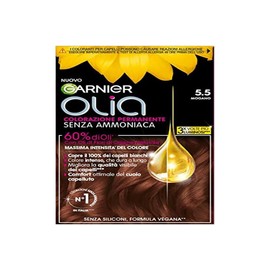 Garnier Olia Permanent Hair Colour Ammonia Free with Flower Oils of Natural Origin Vegan Formula, Mahogany