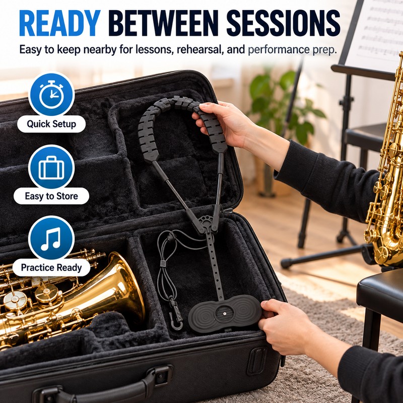 Saxophone Neck & Shoulder Strap for Instrument Support – Reusable