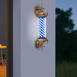 GMSLuu 35" Vintage Barber Pole Light Rotating Hair Salon Open Sign,Rotating Barber Light Pole For Hair Salons, Barbershops, and Spa Stores. (White)