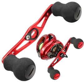 merrytime Shimano Daiwa Abu Garcia Dual Handle Custom Lightweight Offset Bearing Fishing EVA Knob Retainer Red x Black