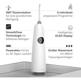 WonderSmile Wondersmile Munddusche PRO - Testsieger 2024-100 Tage risikofrei testen - SmoothFlow-Technologie für optimale Zahn- & Zahnfleischpflege - mit 5 Modi - PowerAkku mit bis zu 30 Tagen Laufzeit
