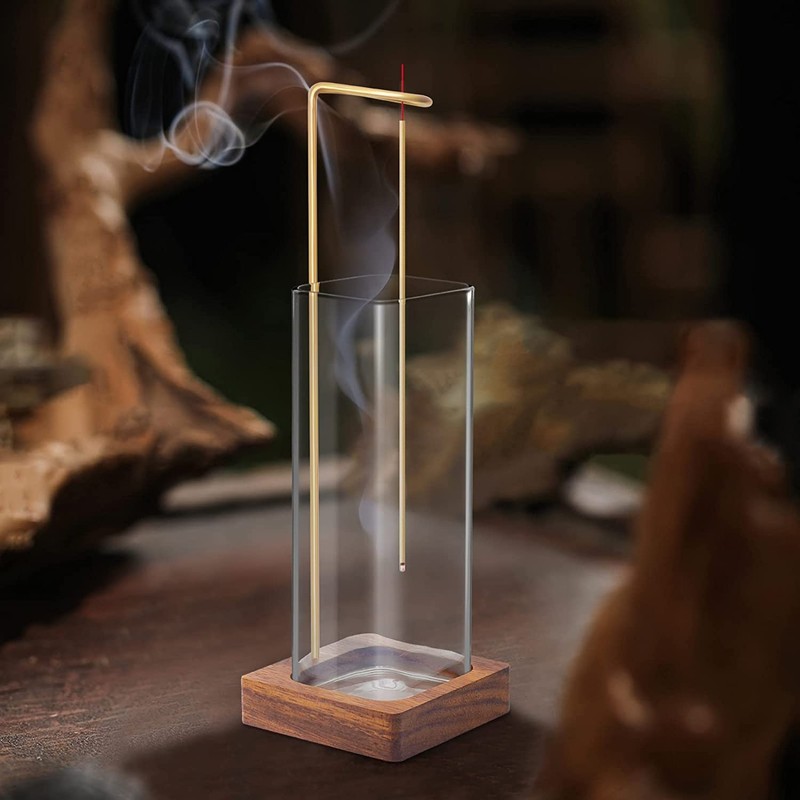 MINGYI Stylish Incense Holder Glass Incense Holder Ash Spill Proof
